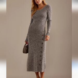 NWT Baum Und Pferdgarten Long Sleeve Sweater Maxi Dress Button Chenilla -Size XS